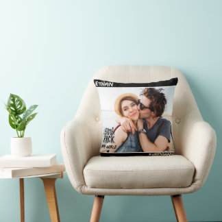 Personalisiertes schwarzes Grunge-You-Rock-My-Worl Kissen