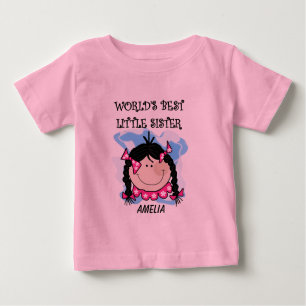 Personalisiertes schwarzes Haar-bestes kleine Baby T-shirt