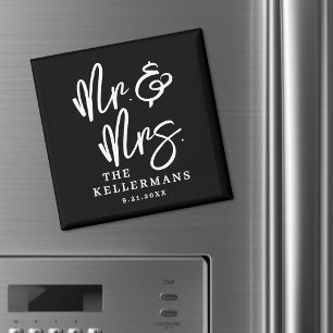 Personalisiertes schwarzes Hochzeitsgeschenk Magnet