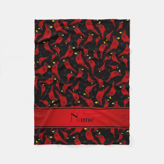 Personalisiertes schwarzes Kardinalsnamensmuster Fleecedecke (Vorderseite)