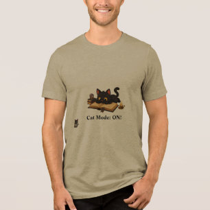 Personalisiertes Schwarzes-Katze-Buchliebhaber-ind Tri-Blend Shirt