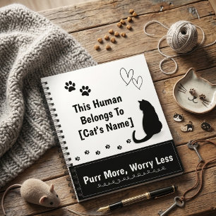 Personalisiertes schwarzes Katzen-Spiralnotizbuch Notizbuch