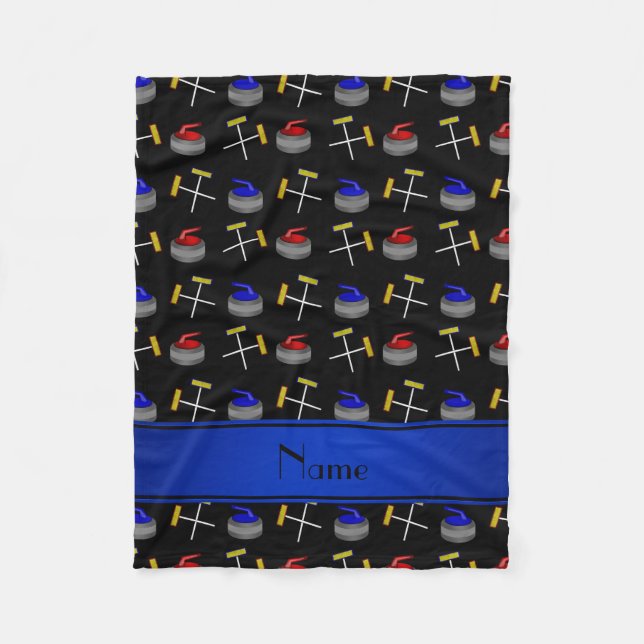 Personalisiertes schwarzes kräuselnnamensmuster fleecedecke (Vorderseite)