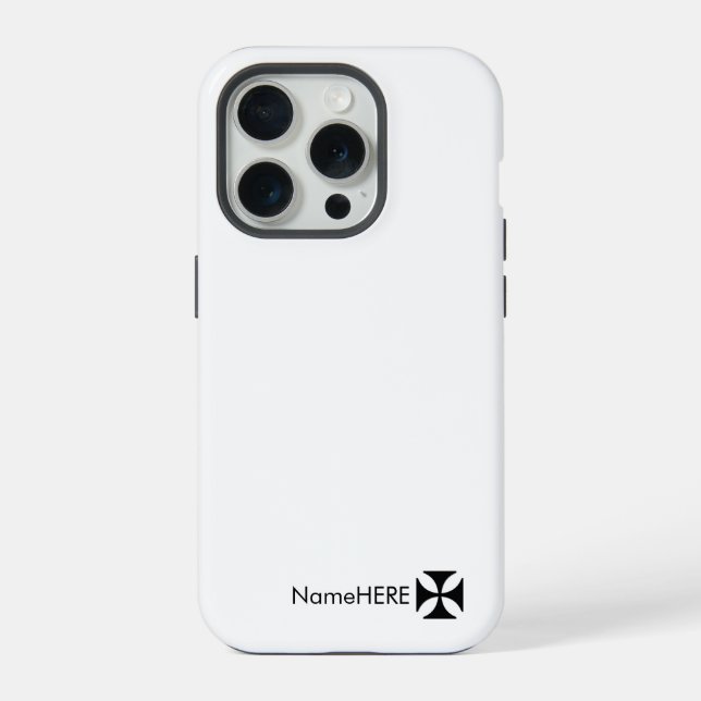 Personalisiertes Schwarzes Kreuz Kunst, Schwarz &  iPhone Hülle (Rückseite)