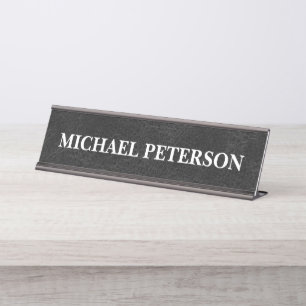 Personalisiertes schwarzes Kunstleder Schreibtischnamensplakette