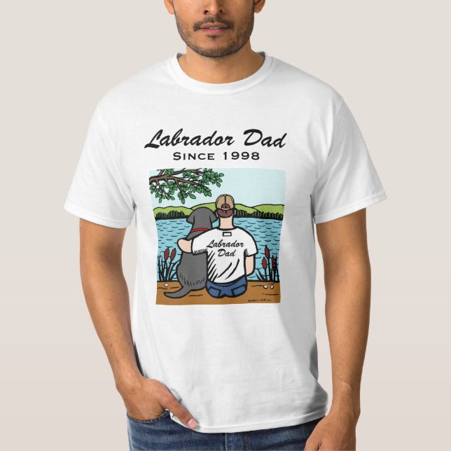 Personalisiertes schwarzes Labrador und Vater 2 T-Shirt (Vorderseite)