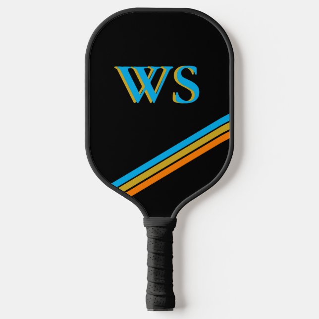 Personalisiertes schwarzes Leder Pickleball Schläger (Vorderseite)