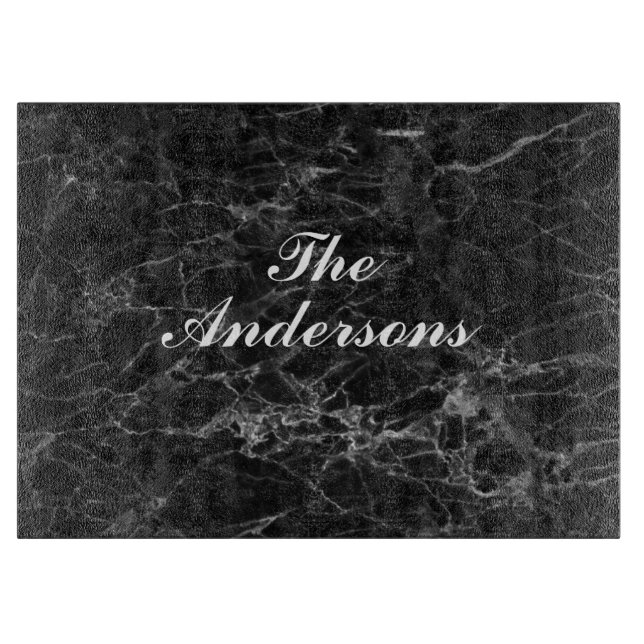 PERSONALISIERTES, SCHWARZES MARMOR SEHEN SCHNELL A SCHNEIDEBRETT (Vorderseite)