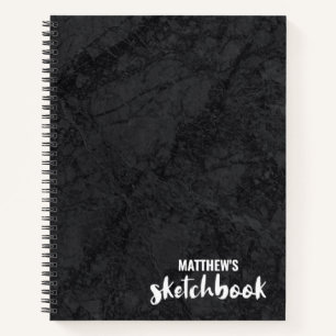 Personalisiertes schwarzes Marmorskizze - Ihr Name Notizbuch