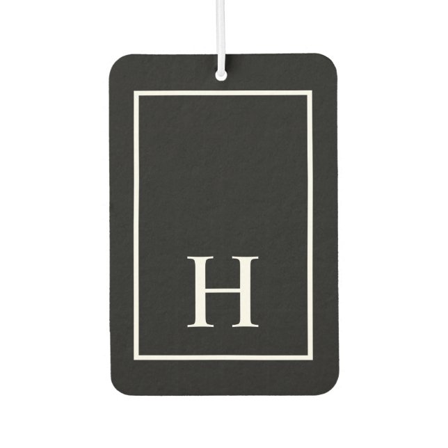 Personalisiertes schwarzes Monogramm Autolufterfrischer (Vorderseite)