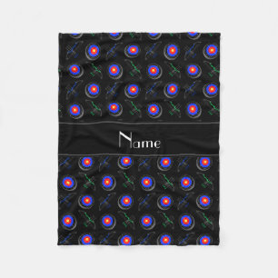 Personalisiertes schwarzes Namensbogenschießen Fleecedecke