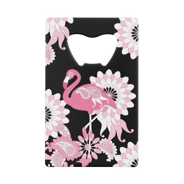Personalisiertes Schwarzes Rosa Flamingo Kreditkarten Flaschenöffner (Vorderseite)