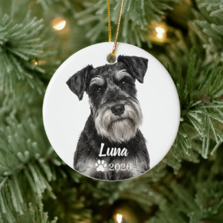 Personalisiertes schwarzes Schnauzer-Hunde-Foto-Or Keramik Ornament