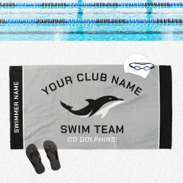 Personalisiertes Schwarzes Schwimmteam Schwimmerna Strandtuch