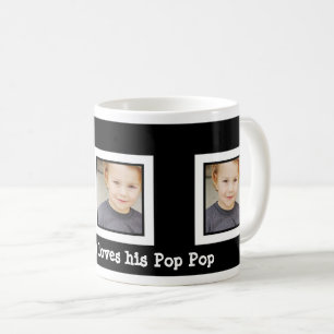 Personalisiertes Schwarzes u. des Weiß-drei Foto Tasse
