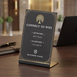 Personalisiertes schwarzes und goldenes WLAN Sockelschild