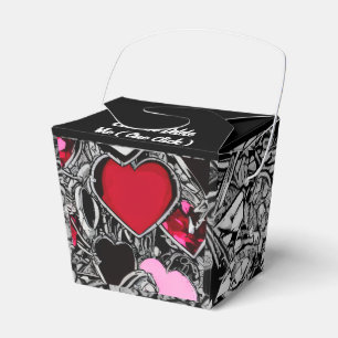 Personalisiertes Schwarzes und Rotes Herz Illus Ge Geschenkschachtel
