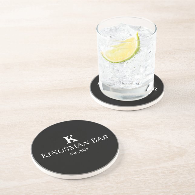 Personalisiertes schwarzes Untersetzer-Set mit Mon Getränkeuntersetzer (Seite)
