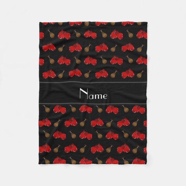 Personalisiertes schwarzes Verpackennamensmuster Fleecedecke (Vorderseite)