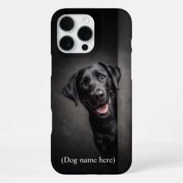 Personalisiertes Schwarzlabrador-Porträt iPhone 16 Pro Max Hülle