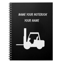 Personalisiertes Schwarzweiß-Gabelstapler-Notebook
