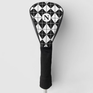 Personalisiertes Schwarzweiß-Raute-Muster Golf Headcover