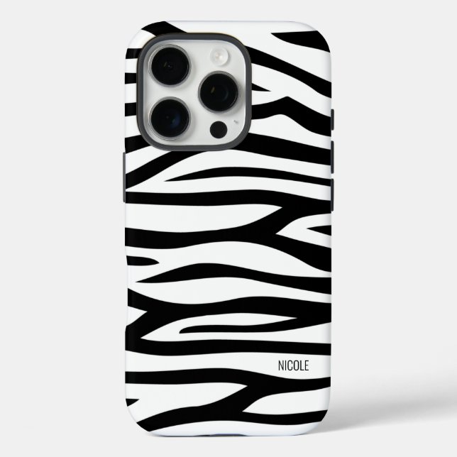 Personalisiertes Schwarzweiß-Zebra Case-Mate iPhone Hülle (Rückseite)