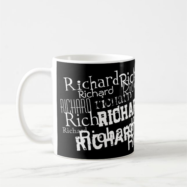 personalisiertes Schwarzweißmuster Kaffeetasse (Links)