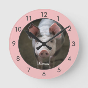Personalisiertes Schwein große Uhr