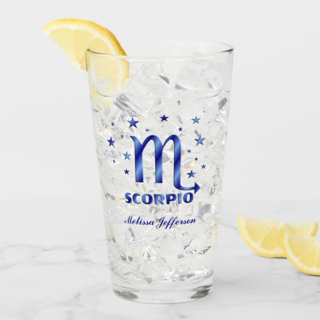 Personalisiertes Scorpio Symbol 16 oz Glas (Vorderseite Ice)