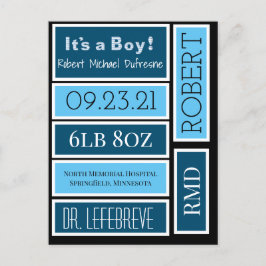 Personalisiertes Scrapbook Baby Boy Labels Postkarte