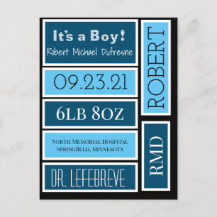 Personalisiertes Scrapbook Baby Boy Labels Postkarte