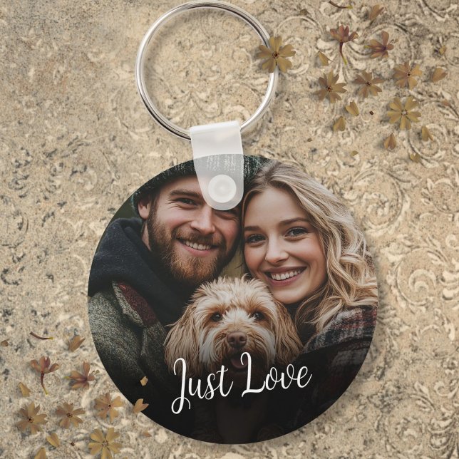 Personalisiertes Script-Foto Schlüsselanhänger (Personalized Script Message Couple Photo Keychain)