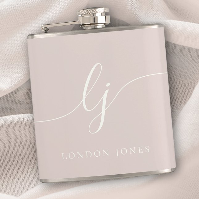 Personalisiertes Script Monogram Pink Bachelorette Flachmann (Von Creator hochgeladen)