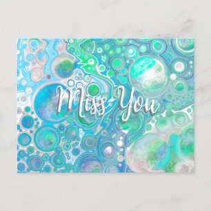 Personalisiertes Sea Glass Blau und Grün Miss You Postkarte