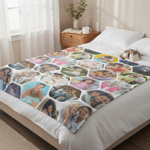 Personalisiertes Sechseck-Multi-Foto-Collage Fleecedecke