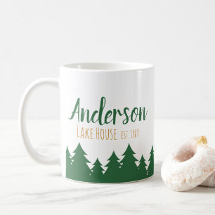 Personalisiertes See-Haus u. Kiefern-Baum-Tasse Kaffeetasse