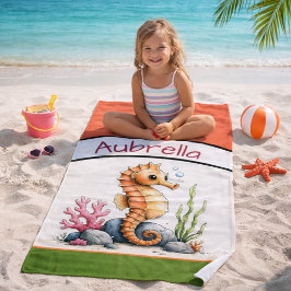 Personalisiertes Seepferdchen-Strandtuch für Kinde Strandtuch