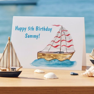 Personalisiertes Segelboot 5. Geburtstag für Junge Karte