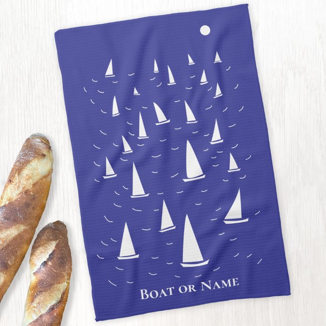 Personalisiertes Segelboot Nautical Geschirrtuch (Sailing boat yacht personalized boat name kitchen towel)