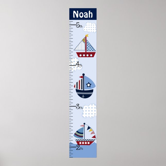 Personalisiertes Segelboot/nautische/Bootwachstums Poster (Vorne)