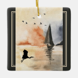 Personalisiertes Segelboot und Weihnachten Keramikornament