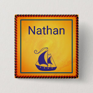 Personalisiertes Segelschiff mit Seilrahmen Button