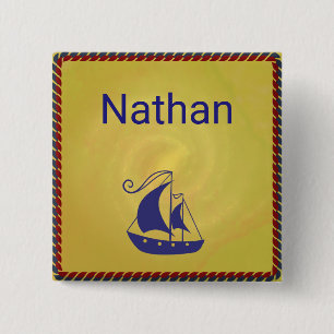 Personalisiertes Segelschiff mit Seilrahmen Button