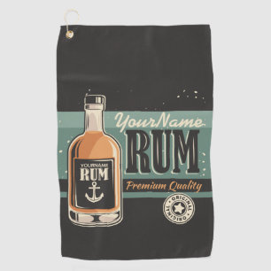 Personalisiertes Segler-Rum-Flasche Retro-Schild Golfhandtuch