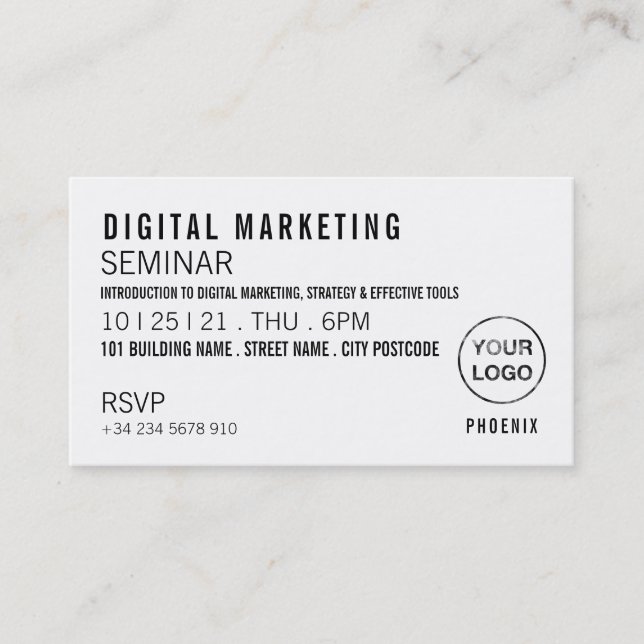 Personalisiertes Seminar/Konferenzticket Einladung (Vorderseite)