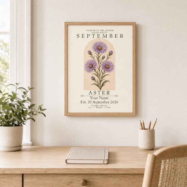 Personalisiertes September-Aster-Geburtsblumenpost Poster (Von Creator hochgeladen)