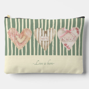 Personalisiertes Shabby-Chic-Herz und Streifen in  Zubehörtasche