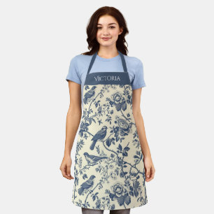 Personalisiertes Shabby Chic Navy Blue Toile Schürze
