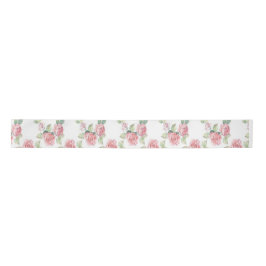 Personalisiertes Shabby Chic Rosa Rose Floral Satinband